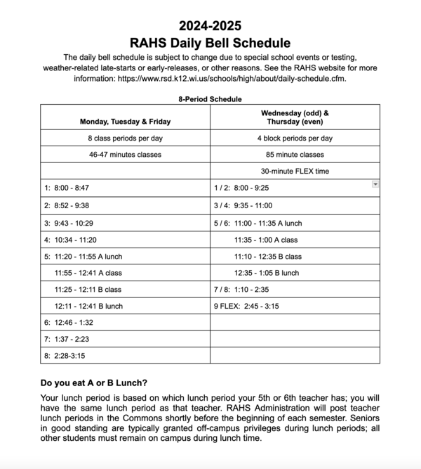 Printable Schedule